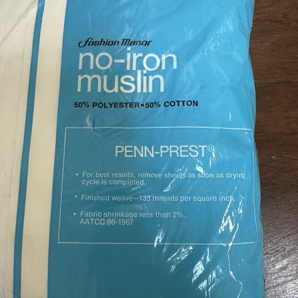 Vintage No Iron Muslin White King Fitted Sheet Retro Made USA NEW NOS - Picture 7 of 7